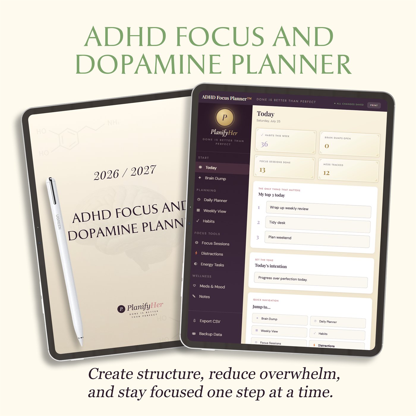 ADHD Focus & Dopamine Planner™ enlarged product preview