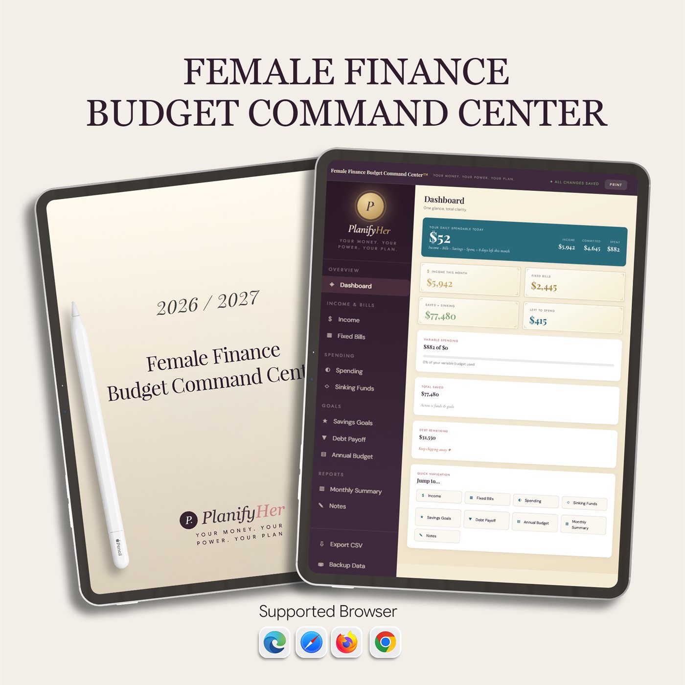 Female Finance Budget Command Center™ product preview 1 of 10