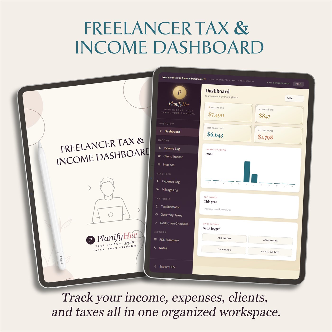 Freelancer Tax & Income Dashboard™ enlarged product preview